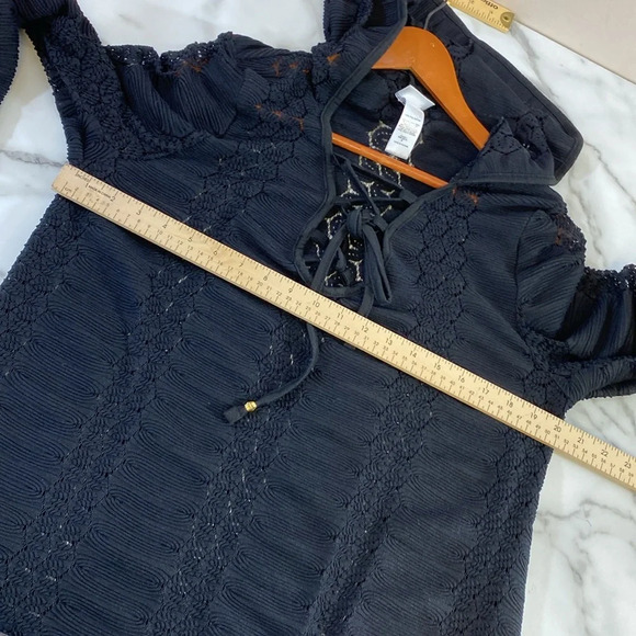 Dotti Swimsuit Dress Cover up Womens Size Small Black Hooded Lace up Breathable - Picture 10 of 11